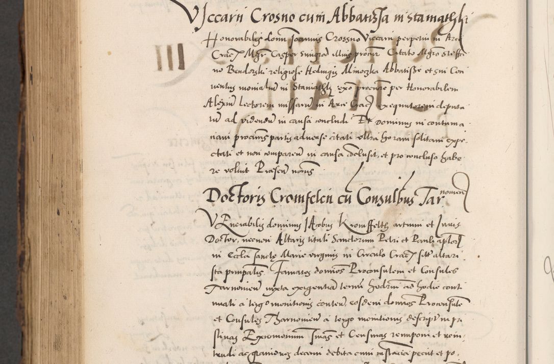 Zdjęcie nr 972 dla obiektu archiwalnego: Acta actorum causarum, sentenciarum diffinitivarum quam interloquutiorum, decretorum, obligationum, quietationum et constitutionum procuratorum coram reverndo domino Petri Porembski preposito Ossviencimensi, canonico et officiali Cracoviensi generali ad annum Dimini 1556, inditione quatuor decima, pontificatus sanctissimi in Christo patris domini Pauli divina providencia pape IIII anno ispius.