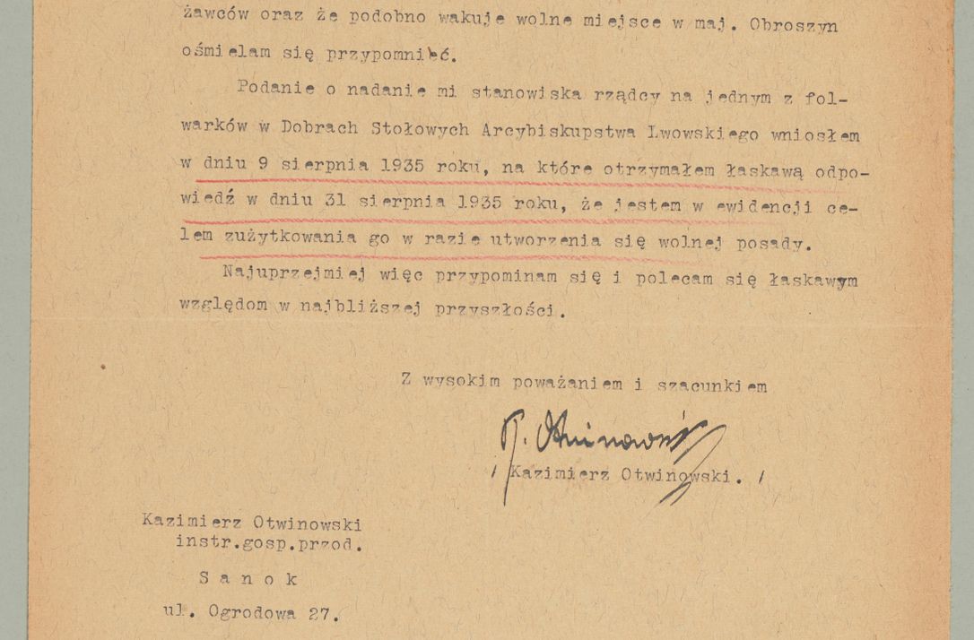 Zdjęcie nr 241 dla obiektu archiwalnego: Korespondencja do Głównego Zarządu Dóbr Arcybiskupich za lata 1921-1938