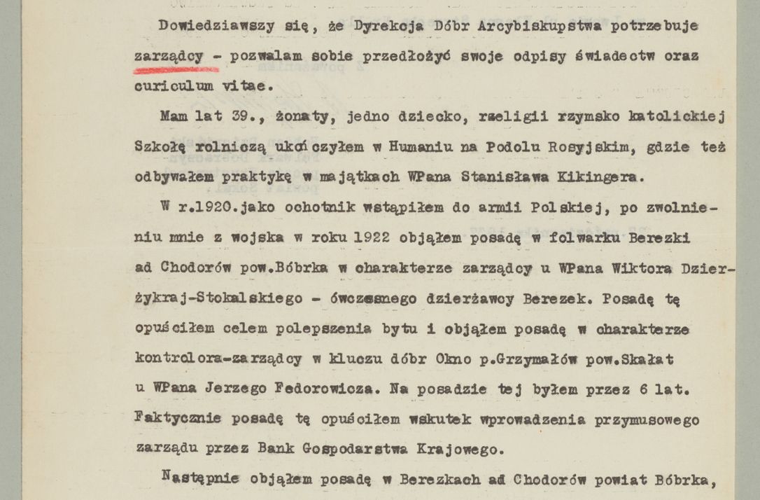 Zdjęcie nr 199 dla obiektu archiwalnego: Korespondencja do Głównego Zarządu Dóbr Arcybiskupich za lata 1921-1938