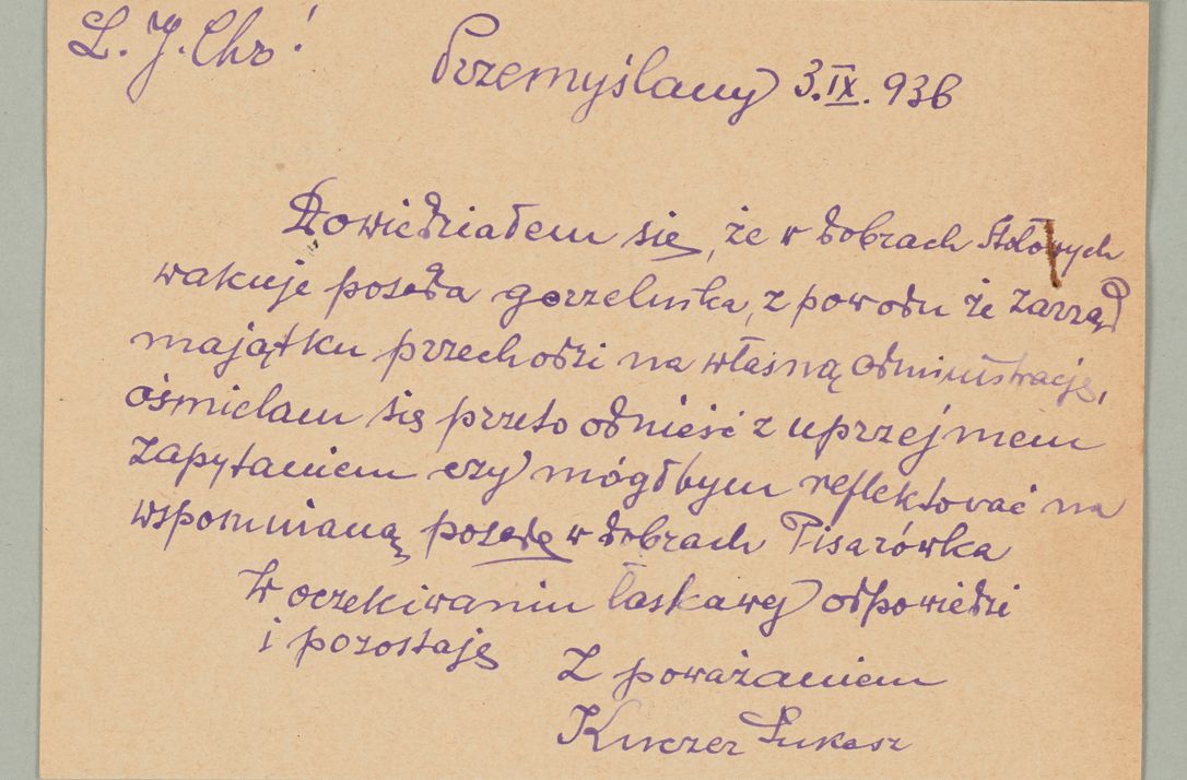 Zdjęcie nr 116 dla obiektu archiwalnego: Korespondencja do Głównego Zarządu Dóbr Arcybiskupich za lata 1921-1938