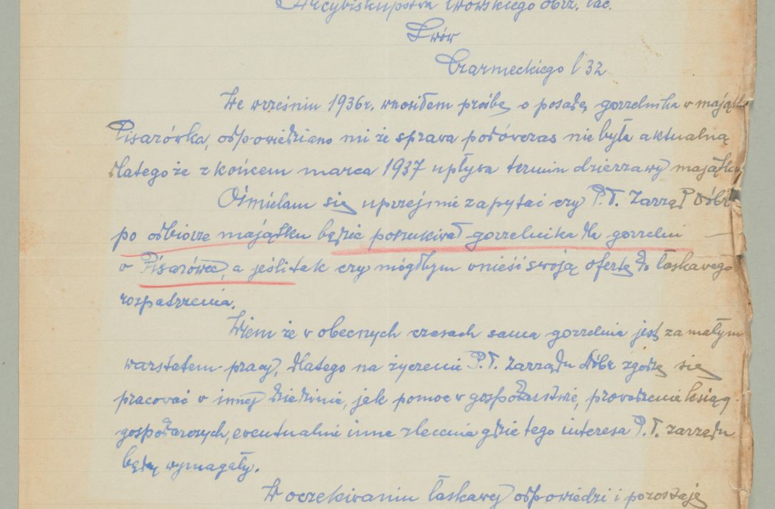 Zdjęcie nr 123 dla obiektu archiwalnego: Korespondencja do Głównego Zarządu Dóbr Arcybiskupich za lata 1921-1938
