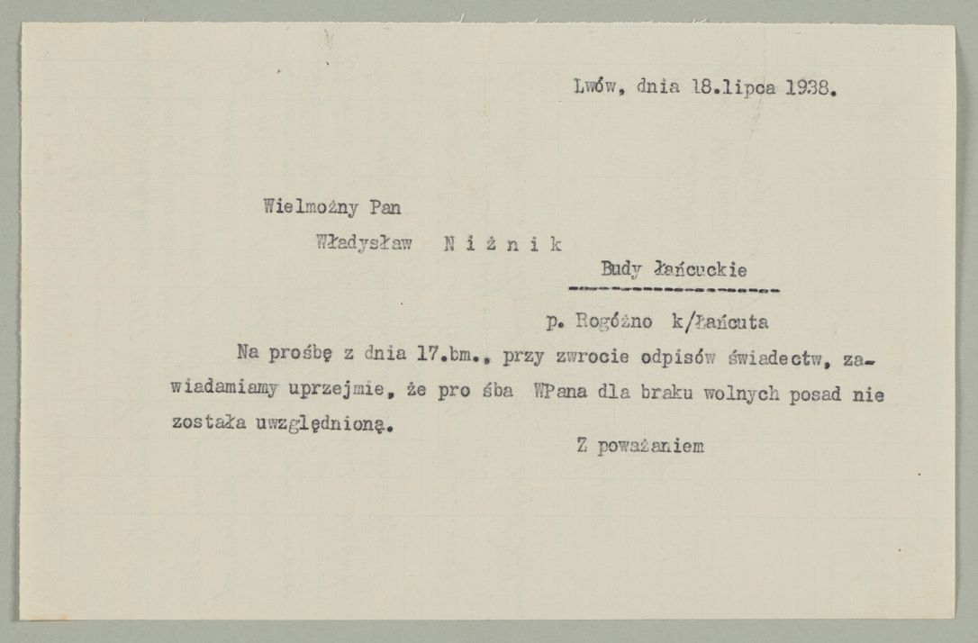 Zdjęcie nr 49 dla obiektu archiwalnego: Korespondencja do Głównego Zarządu Dóbr Arcybiskupich za lata 1921-1938