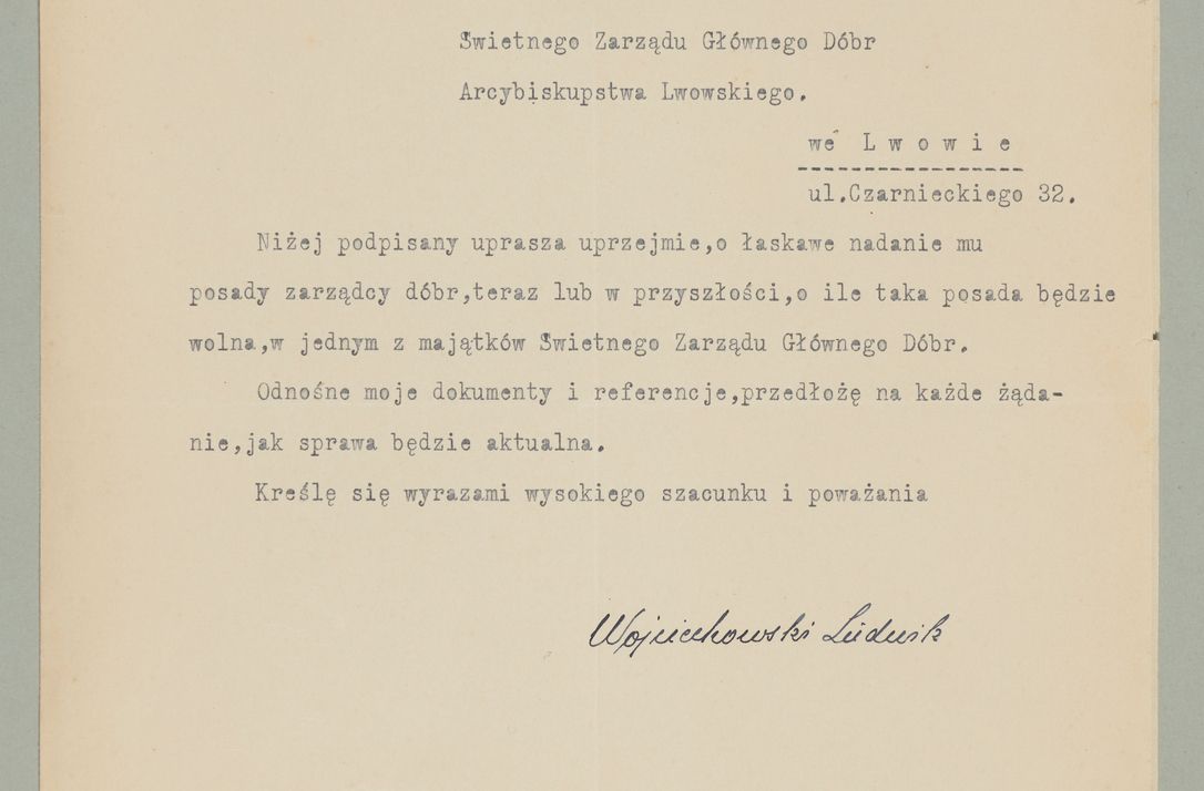 Zdjęcie nr 20 dla obiektu archiwalnego: Korespondencja do Głównego Zarządu Dóbr Arcybiskupich za lata 1921-1938