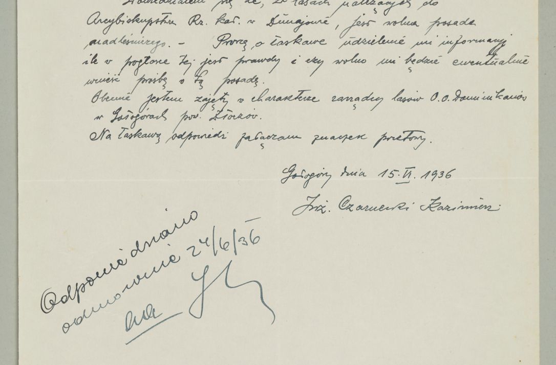 Zdjęcie nr 628 dla obiektu archiwalnego: Korespondencja do Głównego Zarządu Dóbr Arcybiskupich za lata 1921-1938