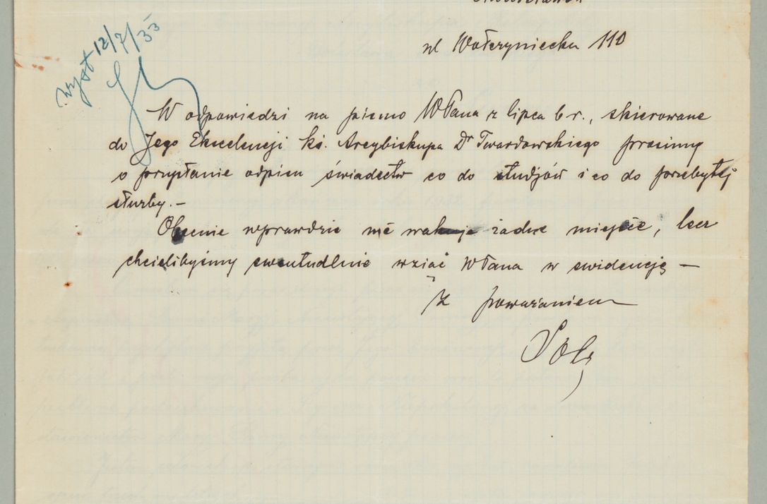 Zdjęcie nr 580 dla obiektu archiwalnego: Korespondencja do Głównego Zarządu Dóbr Arcybiskupich za lata 1921-1938