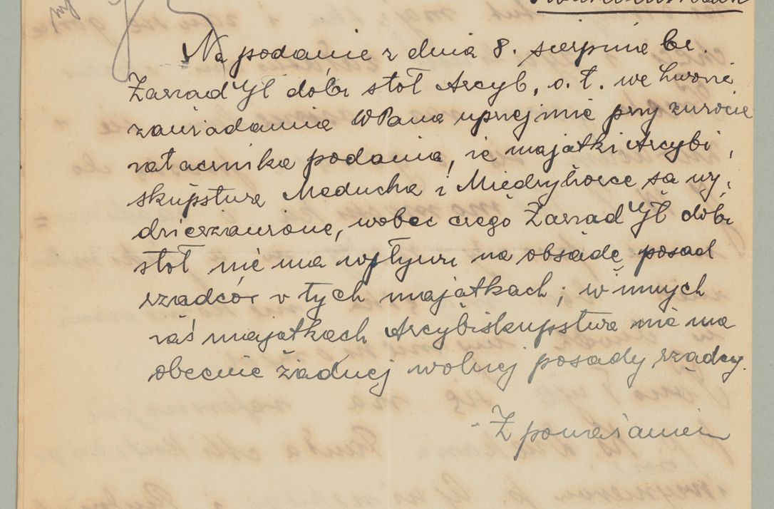 Zdjęcie nr 568 dla obiektu archiwalnego: Korespondencja do Głównego Zarządu Dóbr Arcybiskupich za lata 1921-1938