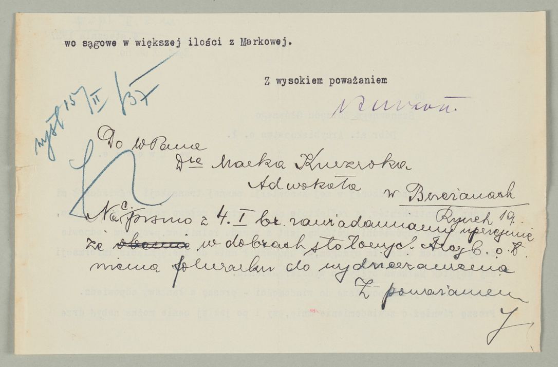 Zdjęcie nr 402 dla obiektu archiwalnego: Korespondencja do Głównego Zarządu Dóbr Arcybiskupich za lata 1921-1938