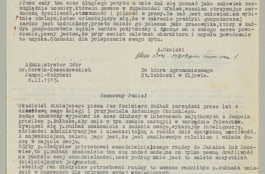 Zdjęcie nr 309 dla obiektu archiwalnego: Korespondencja do Głównego Zarządu Dóbr Arcybiskupich za lata 1921-1938