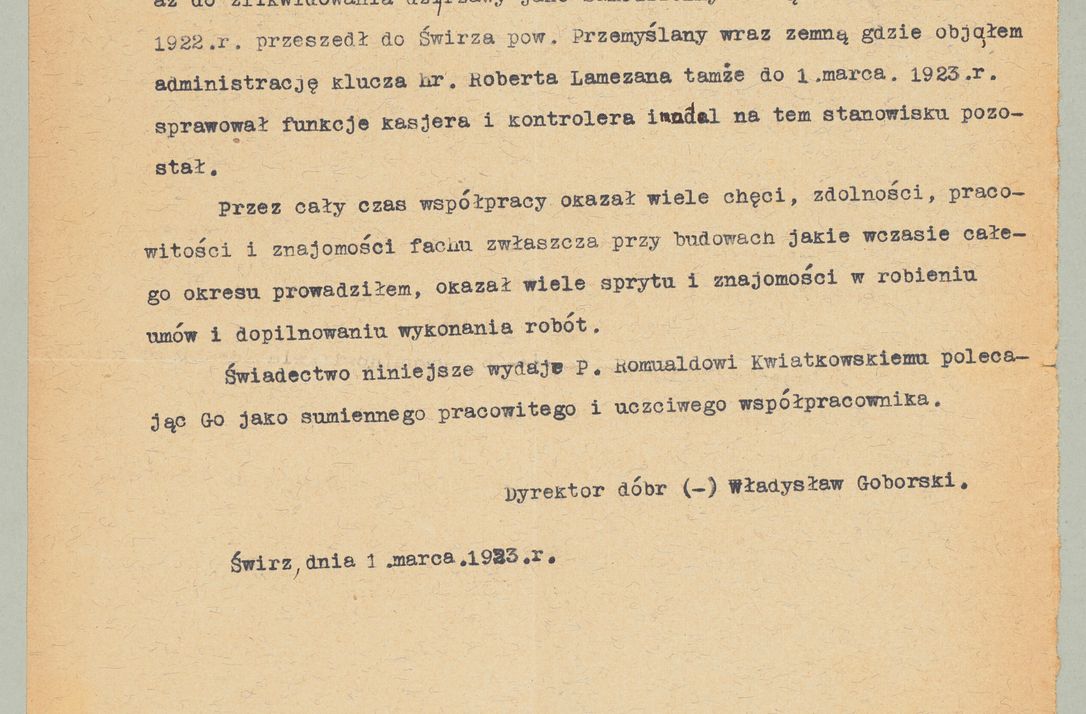 Zdjęcie nr 955 dla obiektu archiwalnego: Korespondencja do Głównego Zarządu Dóbr Arcybiskupich za lata 1921-1938