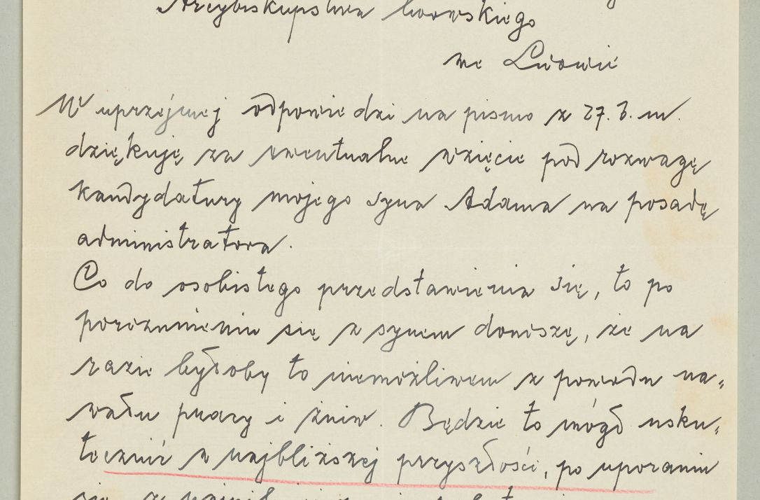 Zdjęcie nr 934 dla obiektu archiwalnego: Korespondencja do Głównego Zarządu Dóbr Arcybiskupich za lata 1921-1938