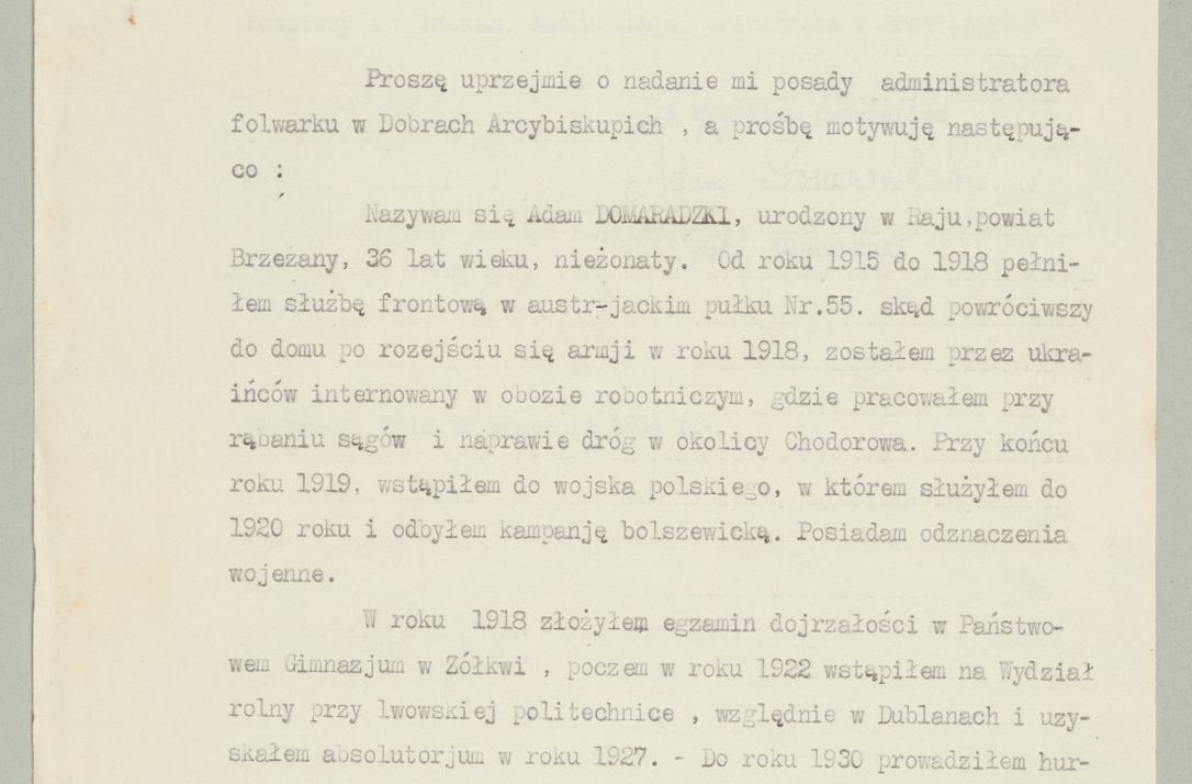 Zdjęcie nr 914 dla obiektu archiwalnego: Korespondencja do Głównego Zarządu Dóbr Arcybiskupich za lata 1921-1938