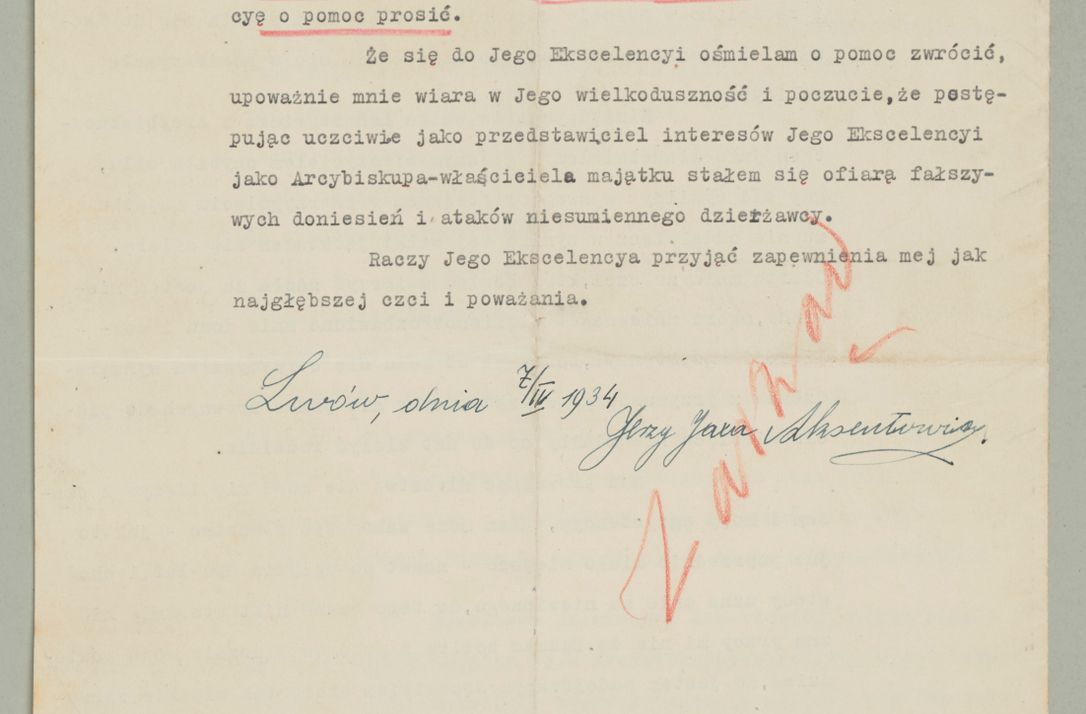 Zdjęcie nr 875 dla obiektu archiwalnego: Korespondencja do Głównego Zarządu Dóbr Arcybiskupich za lata 1921-1938