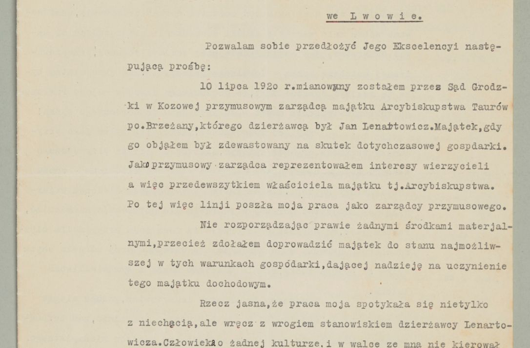 Zdjęcie nr 872 dla obiektu archiwalnego: Korespondencja do Głównego Zarządu Dóbr Arcybiskupich za lata 1921-1938