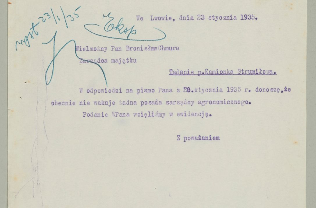 Zdjęcie nr 846 dla obiektu archiwalnego: Korespondencja do Głównego Zarządu Dóbr Arcybiskupich za lata 1921-1938