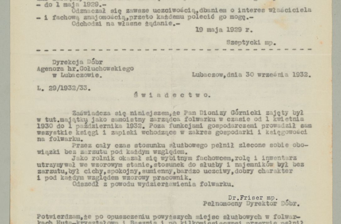 Zdjęcie nr 815 dla obiektu archiwalnego: Korespondencja do Głównego Zarządu Dóbr Arcybiskupich za lata 1921-1938