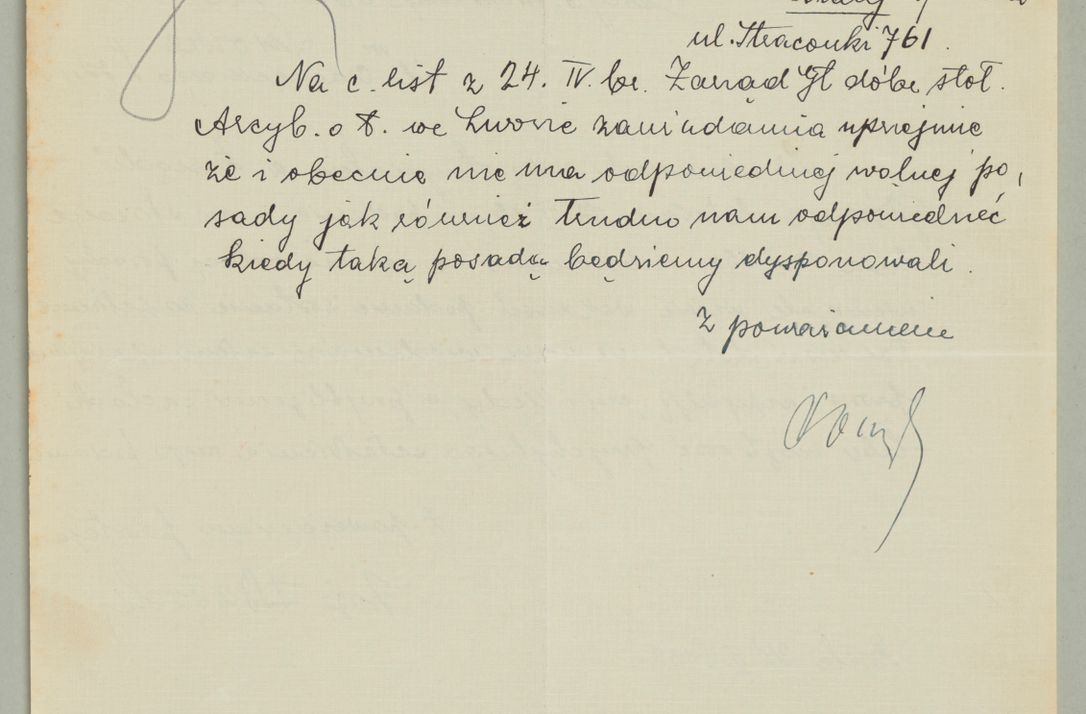 Zdjęcie nr 779 dla obiektu archiwalnego: Korespondencja do Głównego Zarządu Dóbr Arcybiskupich za lata 1921-1938