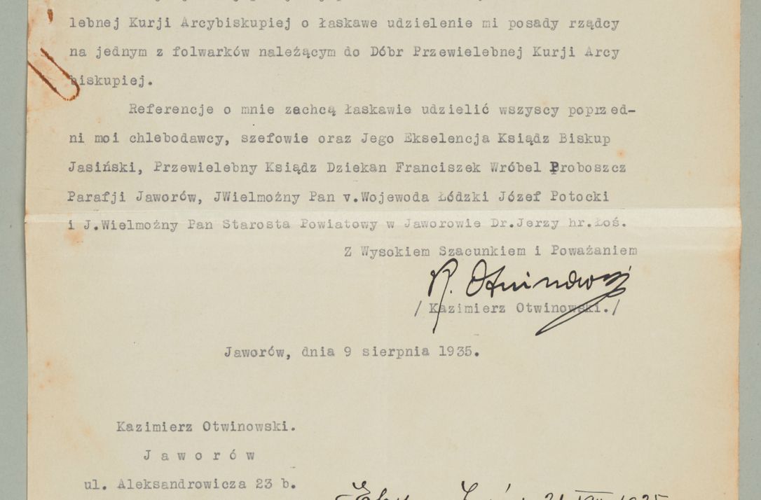 Zdjęcie nr 715 dla obiektu archiwalnego: Korespondencja do Głównego Zarządu Dóbr Arcybiskupich za lata 1921-1938