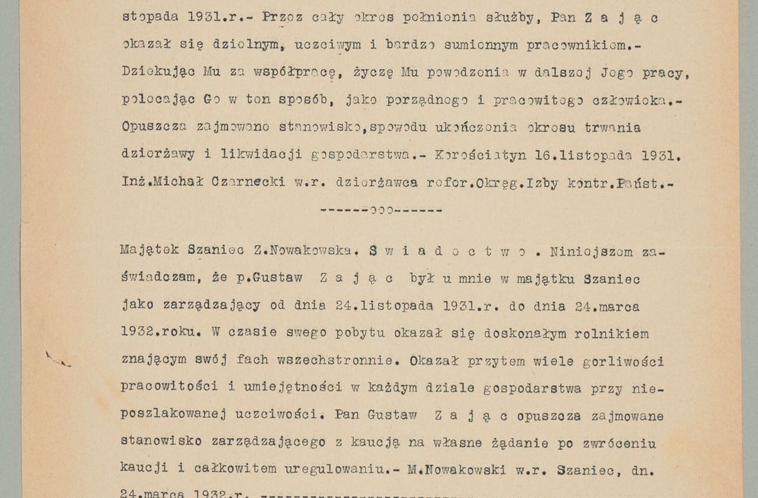 Zdjęcie nr 709 dla obiektu archiwalnego: Korespondencja do Głównego Zarządu Dóbr Arcybiskupich za lata 1921-1938
