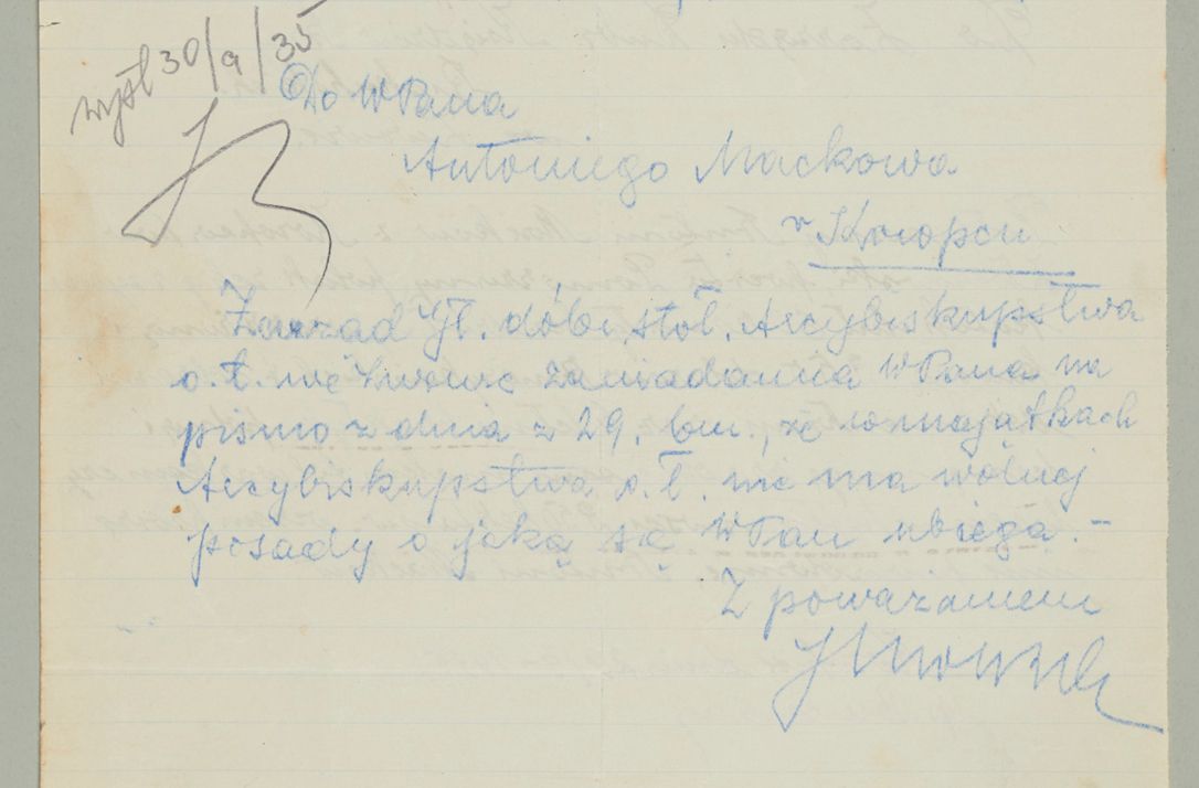 Zdjęcie nr 702 dla obiektu archiwalnego: Korespondencja do Głównego Zarządu Dóbr Arcybiskupich za lata 1921-1938