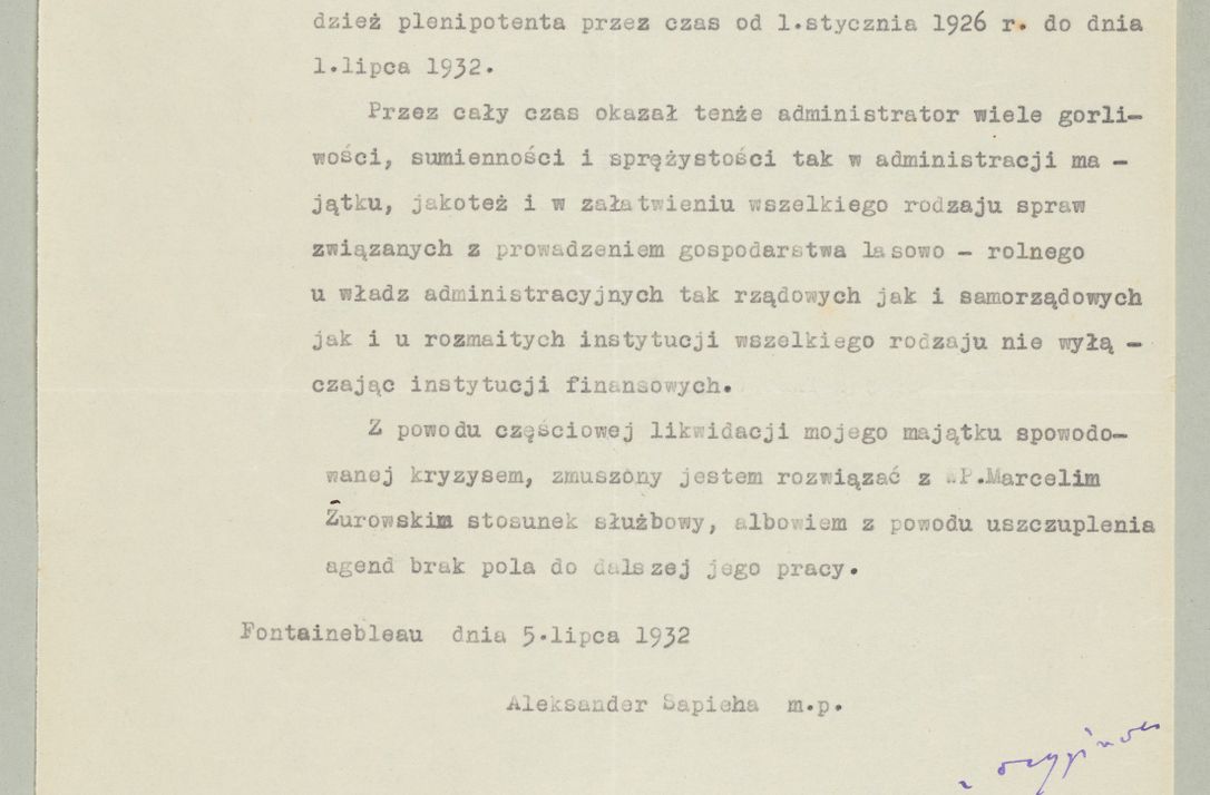 Zdjęcie nr 1418 dla obiektu archiwalnego: Korespondencja do Głównego Zarządu Dóbr Arcybiskupich za lata 1921-1938