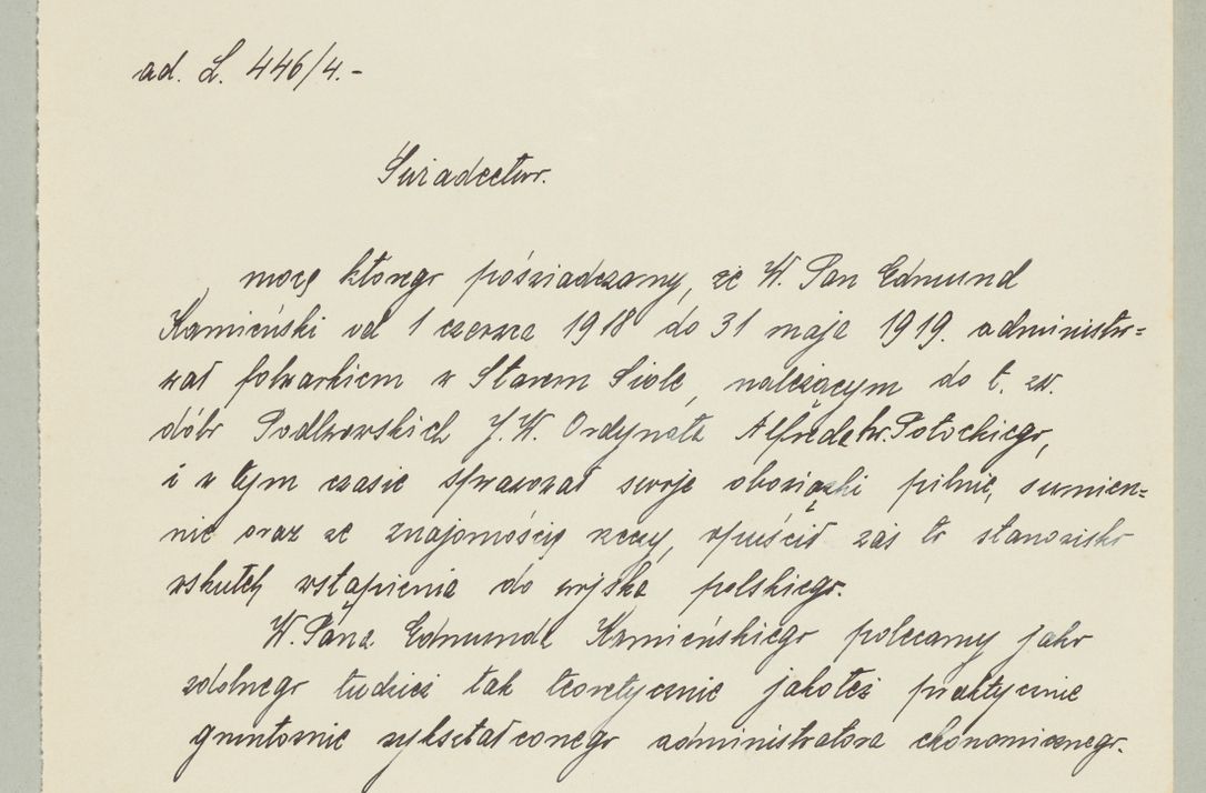 Zdjęcie nr 1384 dla obiektu archiwalnego: Korespondencja do Głównego Zarządu Dóbr Arcybiskupich za lata 1921-1938