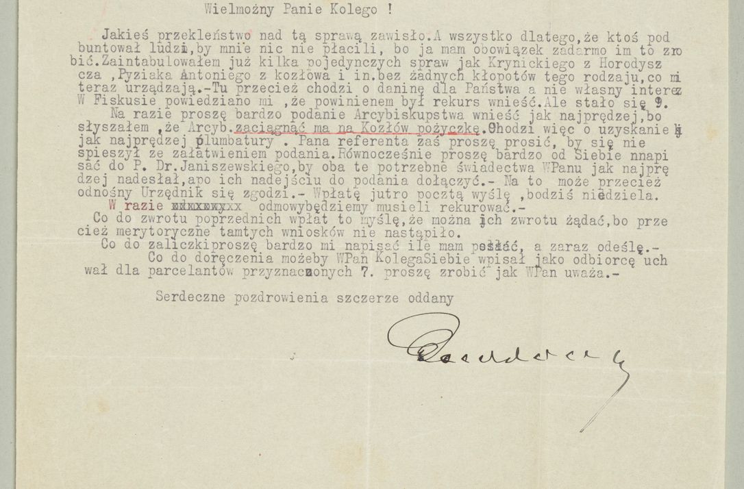 Zdjęcie nr 1372 dla obiektu archiwalnego: Korespondencja do Głównego Zarządu Dóbr Arcybiskupich za lata 1921-1938