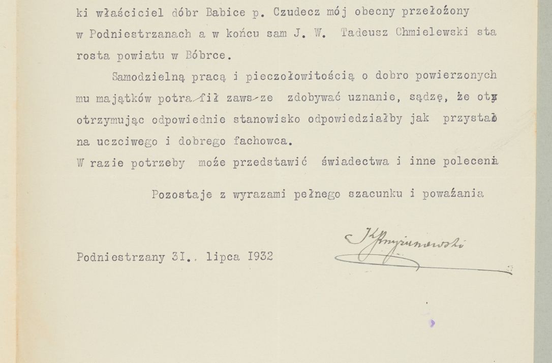 Zdjęcie nr 1338 dla obiektu archiwalnego: Korespondencja do Głównego Zarządu Dóbr Arcybiskupich za lata 1921-1938