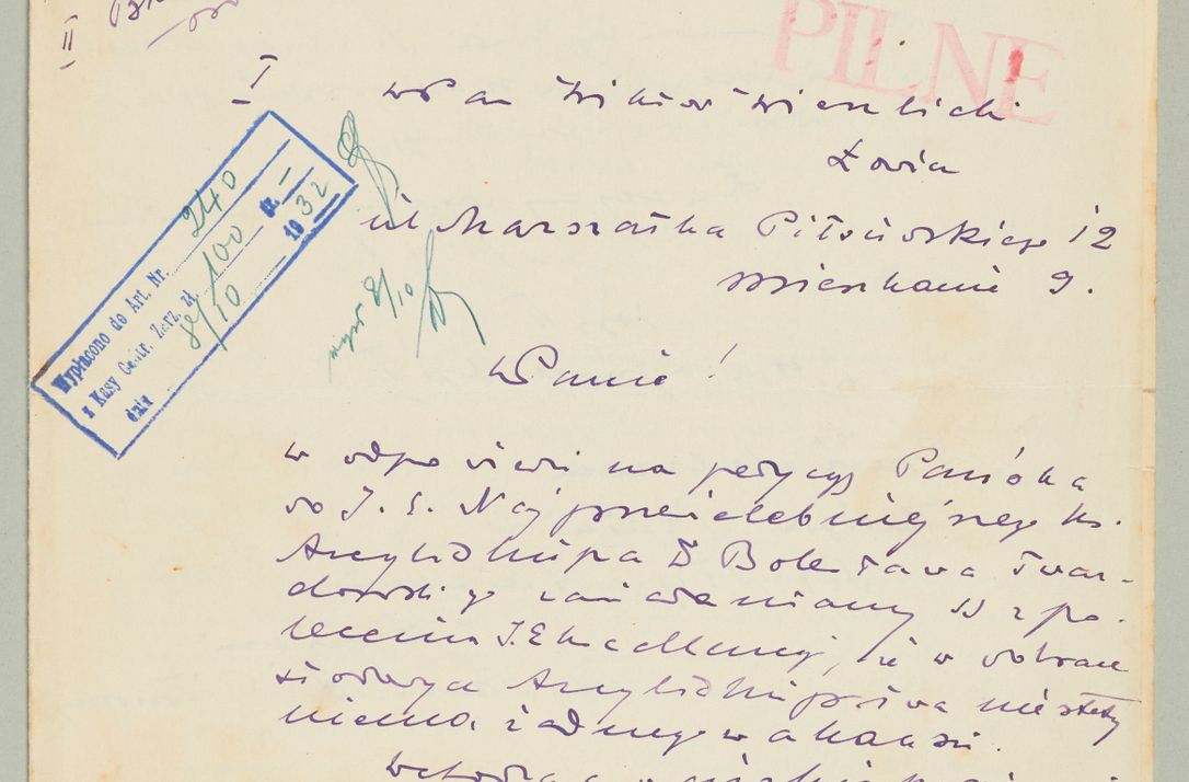 Zdjęcie nr 1304 dla obiektu archiwalnego: Korespondencja do Głównego Zarządu Dóbr Arcybiskupich za lata 1921-1938