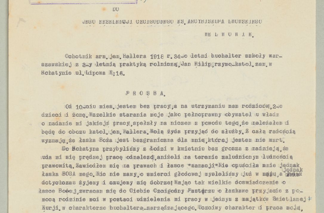 Zdjęcie nr 1299 dla obiektu archiwalnego: Korespondencja do Głównego Zarządu Dóbr Arcybiskupich za lata 1921-1938
