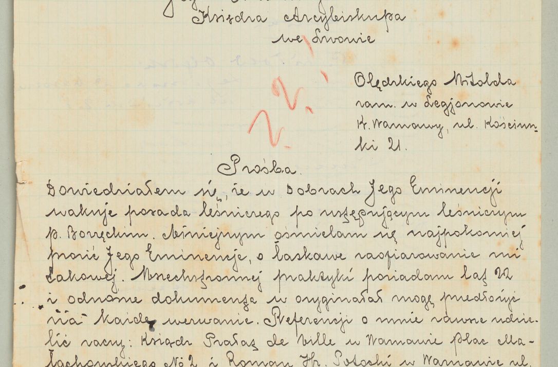 Zdjęcie nr 1297 dla obiektu archiwalnego: Korespondencja do Głównego Zarządu Dóbr Arcybiskupich za lata 1921-1938