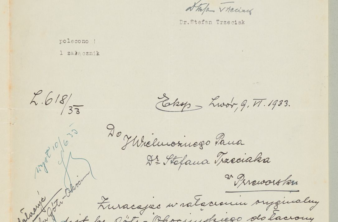 Zdjęcie nr 1280 dla obiektu archiwalnego: Korespondencja do Głównego Zarządu Dóbr Arcybiskupich za lata 1921-1938