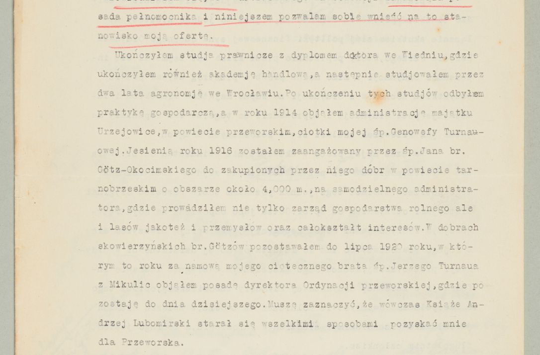 Zdjęcie nr 1278 dla obiektu archiwalnego: Korespondencja do Głównego Zarządu Dóbr Arcybiskupich za lata 1921-1938