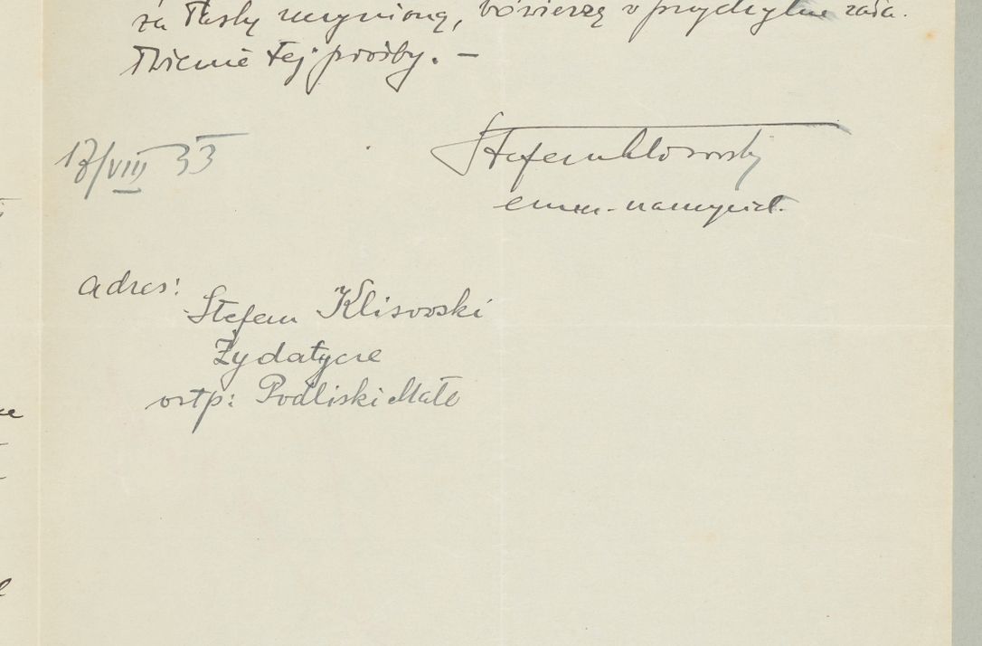 Zdjęcie nr 1191 dla obiektu archiwalnego: Korespondencja do Głównego Zarządu Dóbr Arcybiskupich za lata 1921-1938