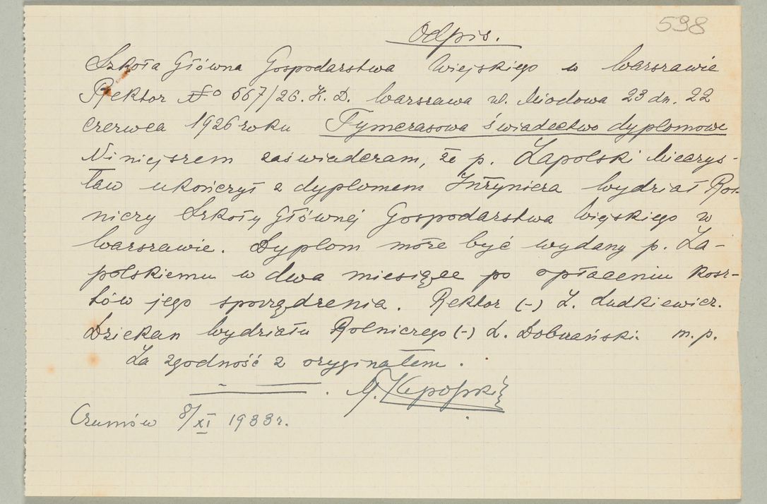 Zdjęcie nr 1177 dla obiektu archiwalnego: Korespondencja do Głównego Zarządu Dóbr Arcybiskupich za lata 1921-1938