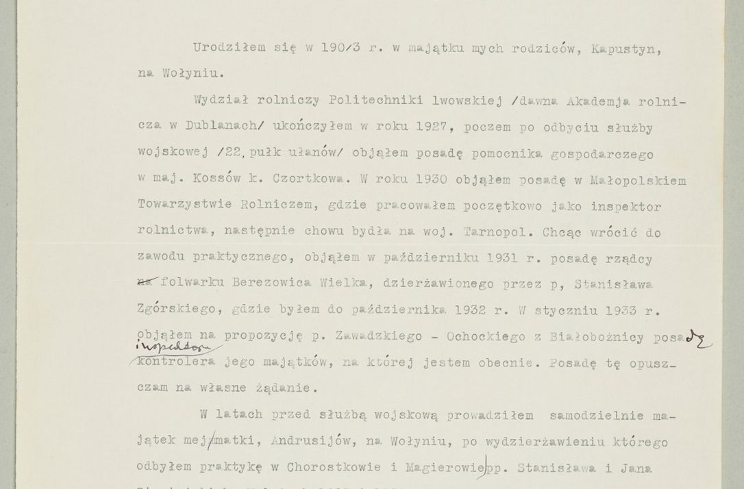 Zdjęcie nr 1122 dla obiektu archiwalnego: Korespondencja do Głównego Zarządu Dóbr Arcybiskupich za lata 1921-1938