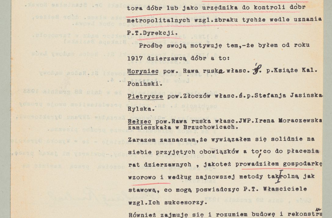 Zdjęcie nr 1116 dla obiektu archiwalnego: Korespondencja do Głównego Zarządu Dóbr Arcybiskupich za lata 1921-1938
