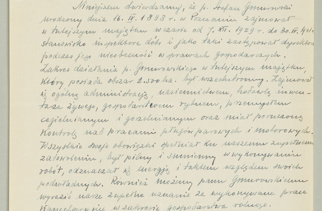 Zdjęcie nr 1075 dla obiektu archiwalnego: Korespondencja do Głównego Zarządu Dóbr Arcybiskupich za lata 1921-1938