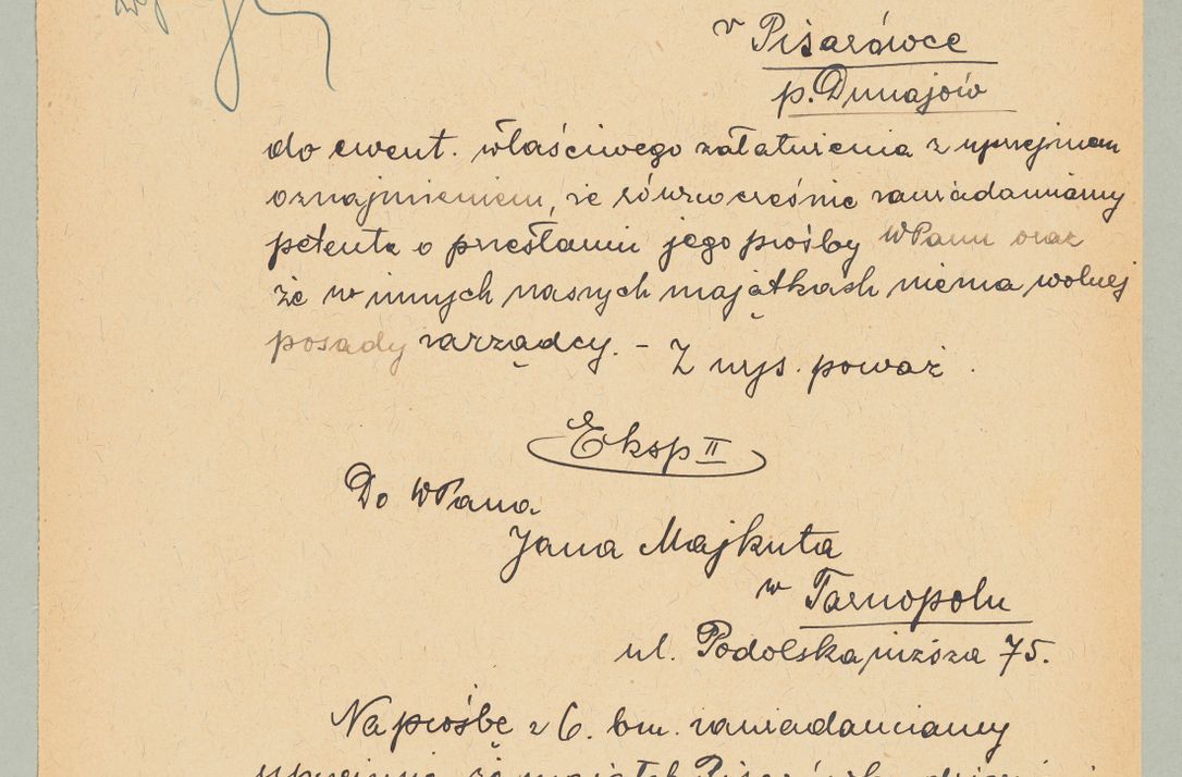 Zdjęcie nr 1043 dla obiektu archiwalnego: Korespondencja do Głównego Zarządu Dóbr Arcybiskupich za lata 1921-1938