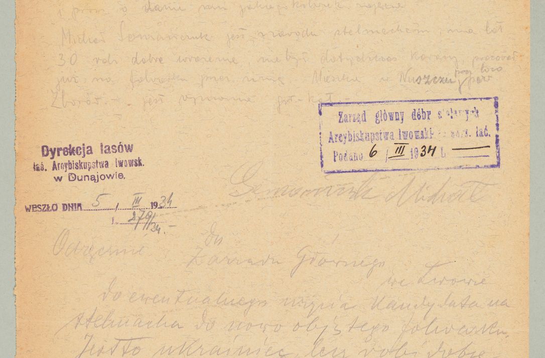Zdjęcie nr 1041 dla obiektu archiwalnego: Korespondencja do Głównego Zarządu Dóbr Arcybiskupich za lata 1921-1938