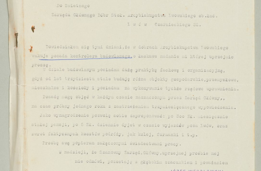 Zdjęcie nr 999 dla obiektu archiwalnego: Korespondencja do Głównego Zarządu Dóbr Arcybiskupich za lata 1921-1938