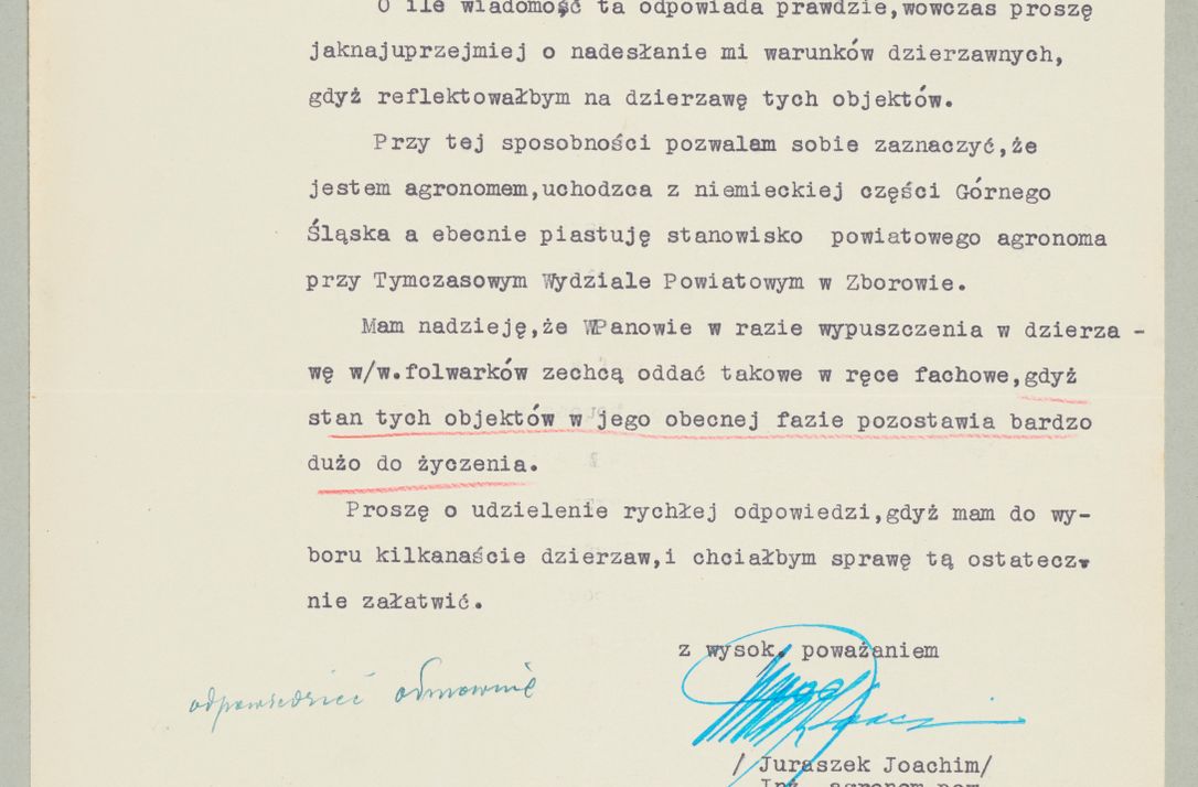 Zdjęcie nr 989 dla obiektu archiwalnego: Korespondencja do Głównego Zarządu Dóbr Arcybiskupich za lata 1921-1938
