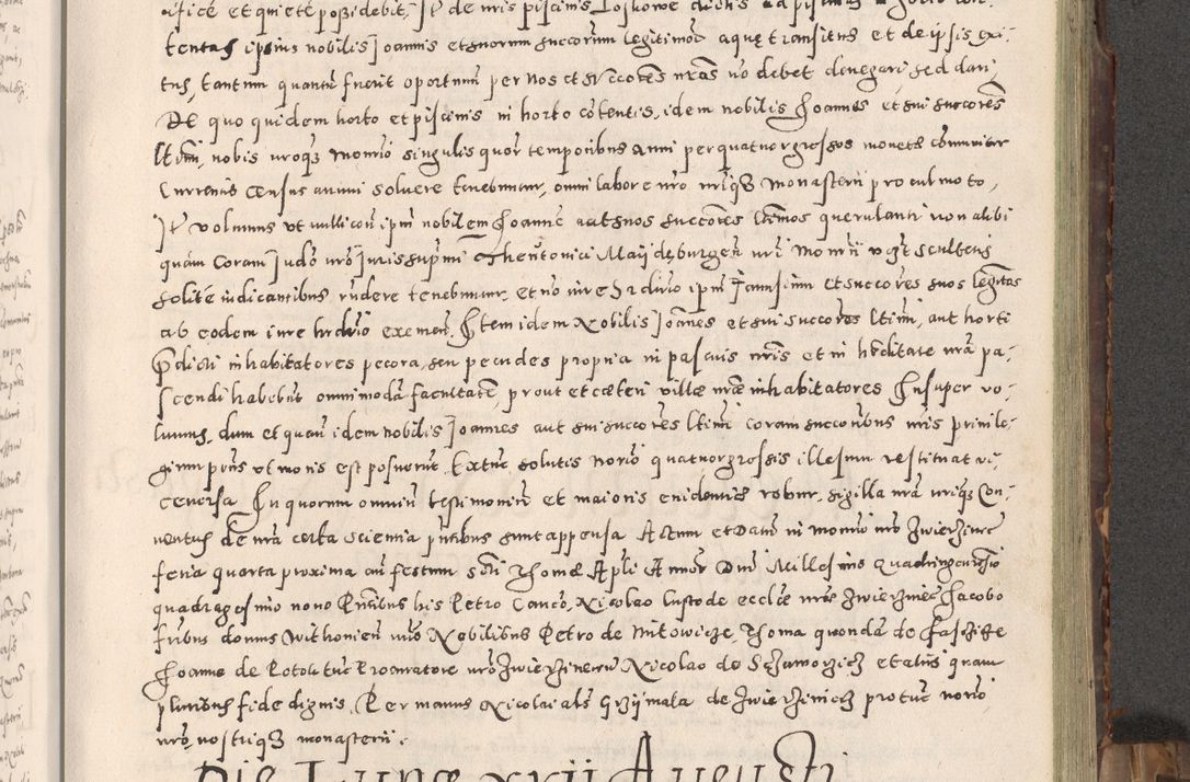 Zdjęcie nr 152 dla obiektu archiwalnego: Acta actorum causarum tam diffinitivarum quam interloquutoriarum sententiarum decretorum obligationum quietatorum constuorum pro reverendum coram Reverendo Domino Alberto Nininski Custode Sandecensis Canonico et Archipresbitero Viccarioque in Spiritualibus ac Officiali Generali Cracoviensis ad Annum Domini Millesimum Qumgentesimum Septuagentesimum Nonum cuius Judictio septima Pontificat SS. nostri Domini Gregory pp. tredecimi Anno septimo inchoantur faliciter