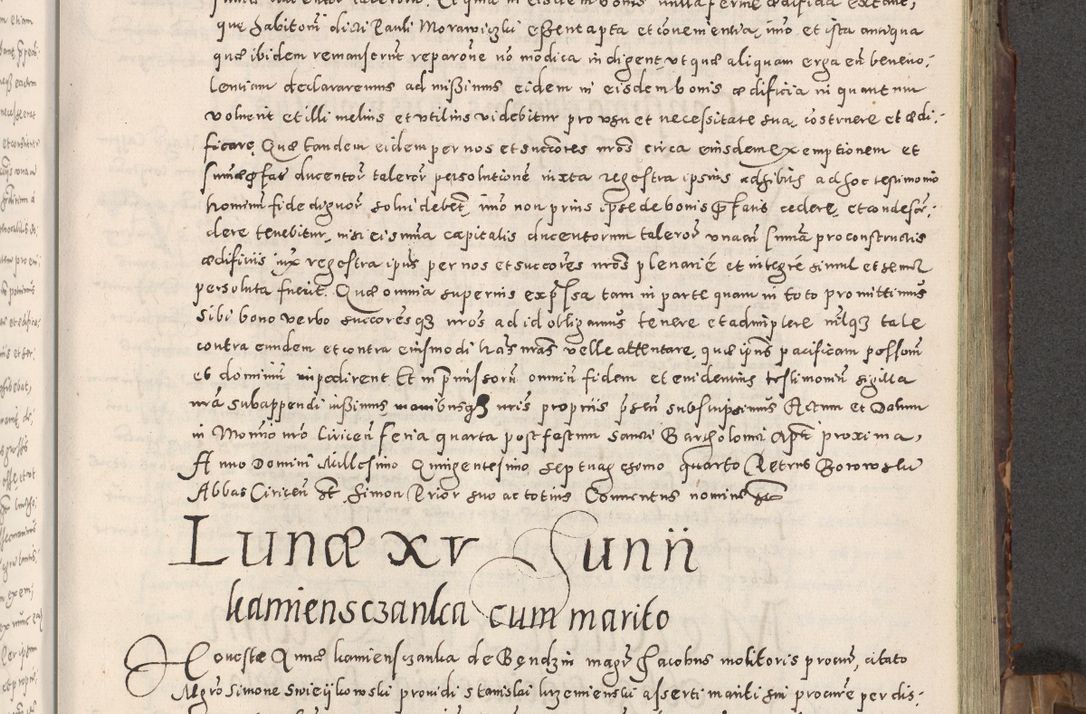 Zdjęcie nr 128 dla obiektu archiwalnego: Acta actorum causarum tam diffinitivarum quam interloquutoriarum sententiarum decretorum obligationum quietatorum constuorum pro reverendum coram Reverendo Domino Alberto Nininski Custode Sandecensis Canonico et Archipresbitero Viccarioque in Spiritualibus ac Officiali Generali Cracoviensis ad Annum Domini Millesimum Qumgentesimum Septuagentesimum Nonum cuius Judictio septima Pontificat SS. nostri Domini Gregory pp. tredecimi Anno septimo inchoantur faliciter