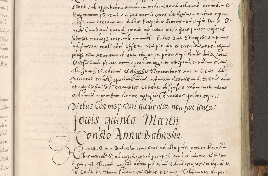 Zdjęcie nr 64 dla obiektu archiwalnego: Acta actorum causarum tam diffinitivarum quam interloquutoriarum sententiarum decretorum obligationum quietatorum constuorum pro reverendum coram Reverendo Domino Alberto Nininski Custode Sandecensis Canonico et Archipresbitero Viccarioque in Spiritualibus ac Officiali Generali Cracoviensis ad Annum Domini Millesimum Qumgentesimum Septuagentesimum Nonum cuius Judictio septima Pontificat SS. nostri Domini Gregory pp. tredecimi Anno septimo inchoantur faliciter