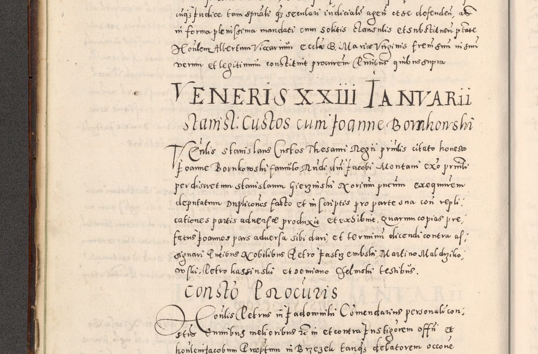 Zdjęcie nr 25 dla obiektu archiwalnego: Acta actorum causarum tam diffinitivarum quam interloquutoriarum sententiarum decretorum obligationum quietatorum constuorum pro reverendum coram Reverendo Domino Alberto Nininski Custode Sandecensis Canonico et Archipresbitero Viccarioque in Spiritualibus ac Officiali Generali Cracoviensis ad Annum Domini Millesimum Qumgentesimum Septuagentesimum Nonum cuius Judictio septima Pontificat SS. nostri Domini Gregory pp. tredecimi Anno septimo inchoantur faliciter