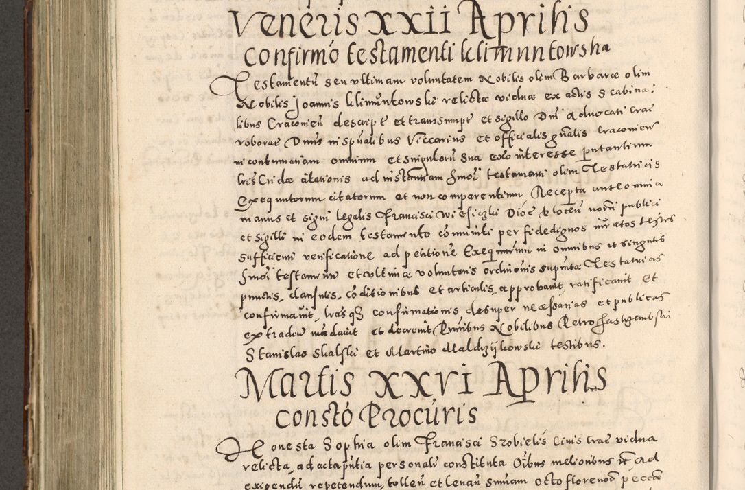 Zdjęcie nr 541 dla obiektu archiwalnego: Acta actorum causarum tam diffinitivarum quam interloquutoriarum sententiarum decretorum obligationum quietatorum constuorum pro reverendum coram Reverendo Domino Alberto Nininski Custode Sandecensis Canonico et Archipresbitero Viccarioque in Spiritualibus ac Officiali Generali Cracoviensis ad Annum Domini Millesimum Qumgentesimum Septuagentesimum Nonum cuius Judictio septima Pontificat SS. nostri Domini Gregory pp. tredecimi Anno septimo inchoantur faliciter