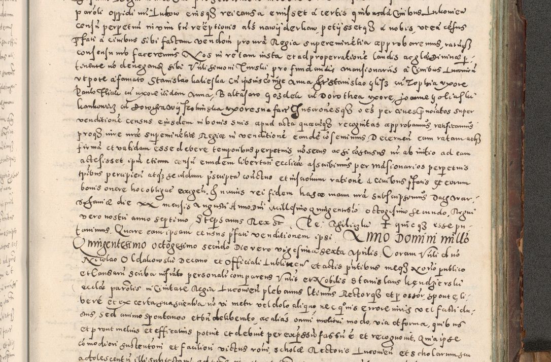 Zdjęcie nr 480 dla obiektu archiwalnego: Acta actorum causarum tam diffinitivarum quam interloquutoriarum sententiarum decretorum obligationum quietatorum constuorum pro reverendum coram Reverendo Domino Alberto Nininski Custode Sandecensis Canonico et Archipresbitero Viccarioque in Spiritualibus ac Officiali Generali Cracoviensis ad Annum Domini Millesimum Qumgentesimum Septuagentesimum Nonum cuius Judictio septima Pontificat SS. nostri Domini Gregory pp. tredecimi Anno septimo inchoantur faliciter