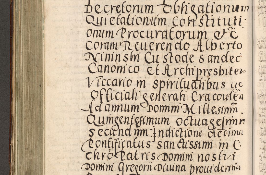 Zdjęcie nr 431 dla obiektu archiwalnego: Acta actorum causarum tam diffinitivarum quam interloquutoriarum sententiarum decretorum obligationum quietatorum constuorum pro reverendum coram Reverendo Domino Alberto Nininski Custode Sandecensis Canonico et Archipresbitero Viccarioque in Spiritualibus ac Officiali Generali Cracoviensis ad Annum Domini Millesimum Qumgentesimum Septuagentesimum Nonum cuius Judictio septima Pontificat SS. nostri Domini Gregory pp. tredecimi Anno septimo inchoantur faliciter