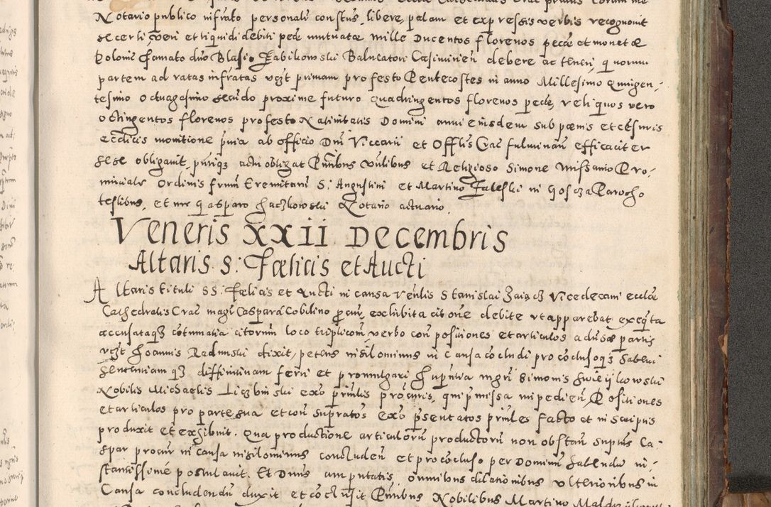 Zdjęcie nr 428 dla obiektu archiwalnego: Acta actorum causarum tam diffinitivarum quam interloquutoriarum sententiarum decretorum obligationum quietatorum constuorum pro reverendum coram Reverendo Domino Alberto Nininski Custode Sandecensis Canonico et Archipresbitero Viccarioque in Spiritualibus ac Officiali Generali Cracoviensis ad Annum Domini Millesimum Qumgentesimum Septuagentesimum Nonum cuius Judictio septima Pontificat SS. nostri Domini Gregory pp. tredecimi Anno septimo inchoantur faliciter