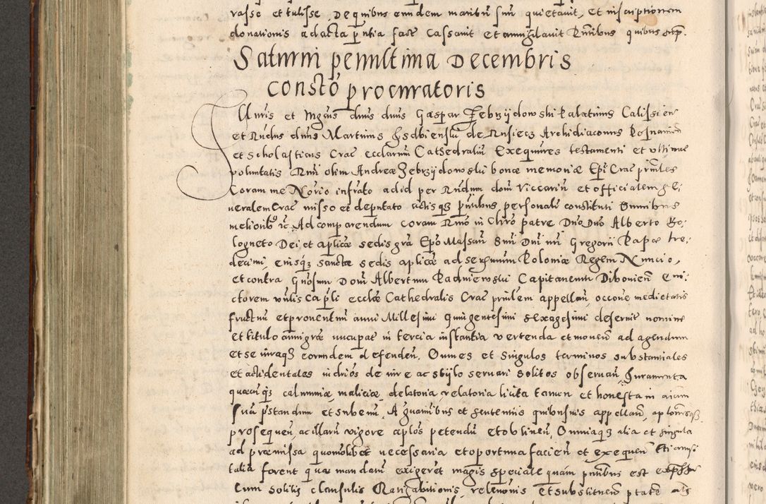 Zdjęcie nr 429 dla obiektu archiwalnego: Acta actorum causarum tam diffinitivarum quam interloquutoriarum sententiarum decretorum obligationum quietatorum constuorum pro reverendum coram Reverendo Domino Alberto Nininski Custode Sandecensis Canonico et Archipresbitero Viccarioque in Spiritualibus ac Officiali Generali Cracoviensis ad Annum Domini Millesimum Qumgentesimum Septuagentesimum Nonum cuius Judictio septima Pontificat SS. nostri Domini Gregory pp. tredecimi Anno septimo inchoantur faliciter